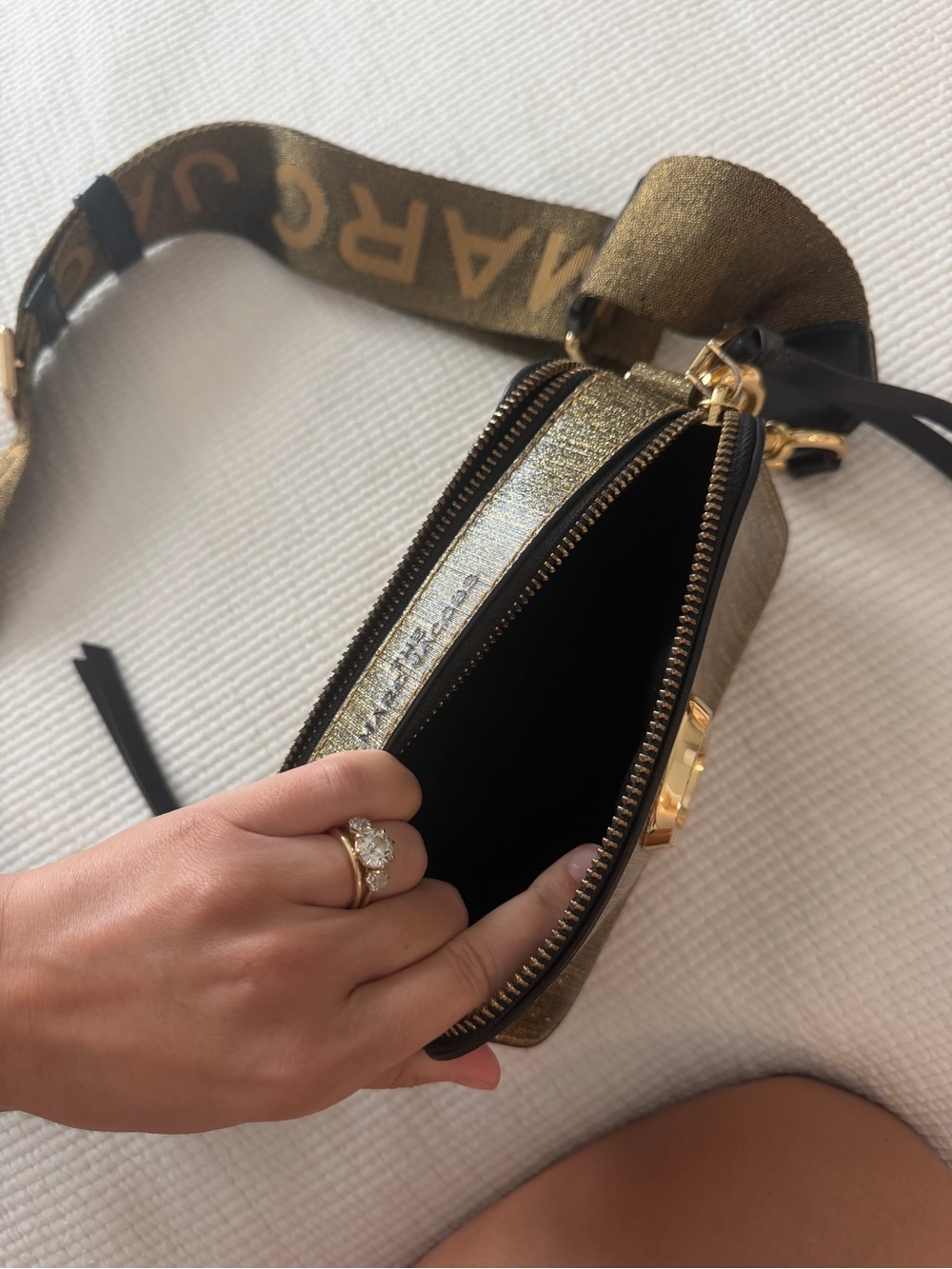Marc Jacobs Gold Metallic Snapshot Crossbody with Branded Strap - Picture 3 of 6
